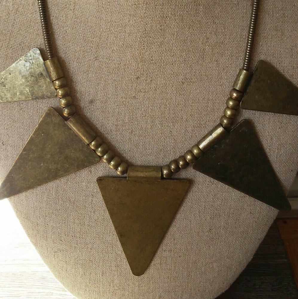 Rustic Gold Triangle Necklace - Picture 2 of 2